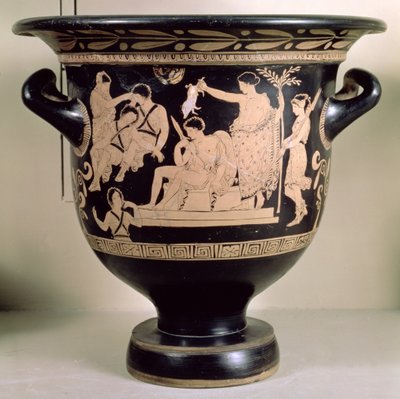 Attic Red-Figure Krater Depicting Orestes as Suppliant at the Shrine of Apollo in Delphi, Attributed to the Apulian Eumenides Painter by Greek